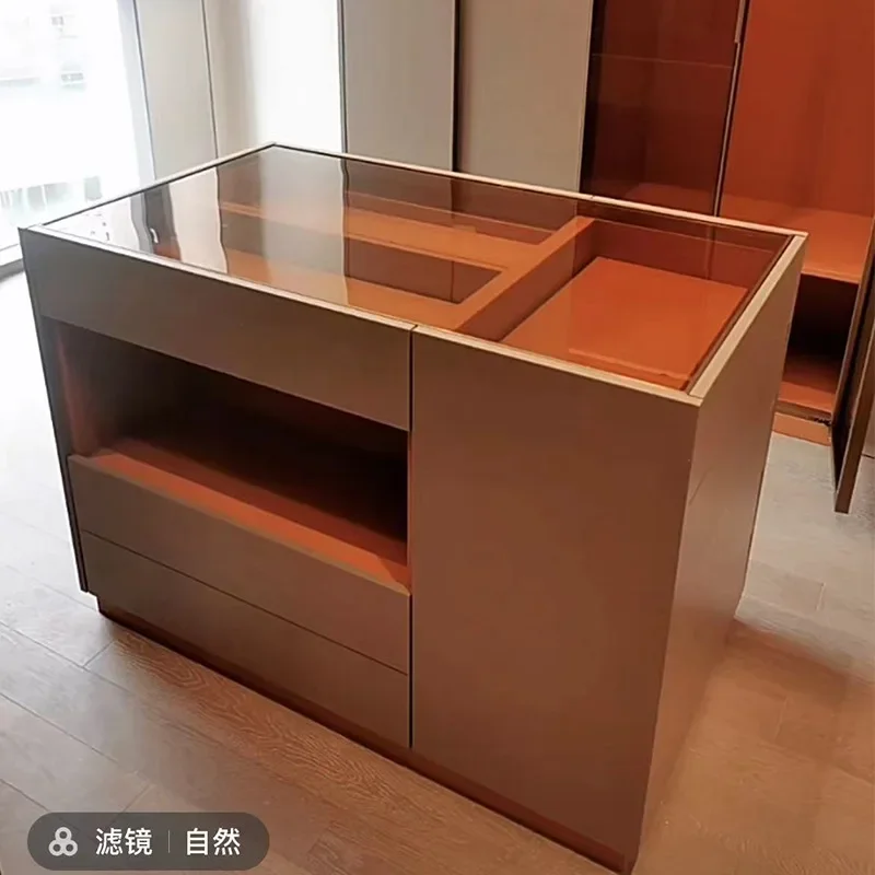 Household light luxury double sided locker, cloakroom display storage integrated floor cabinet