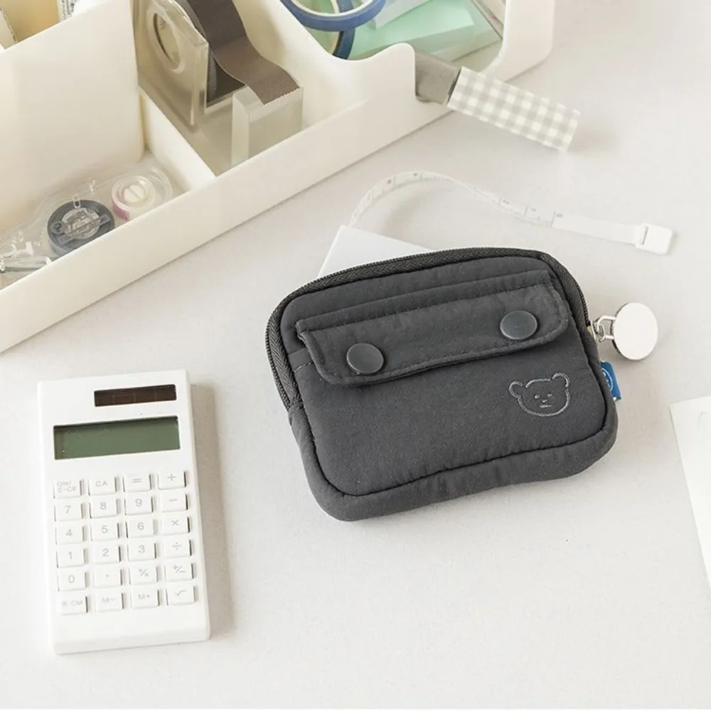 Fashion Solid Color Coin Purse Zipper Large Capacity Money Bag Wear-resistant Small Wallet Male Female