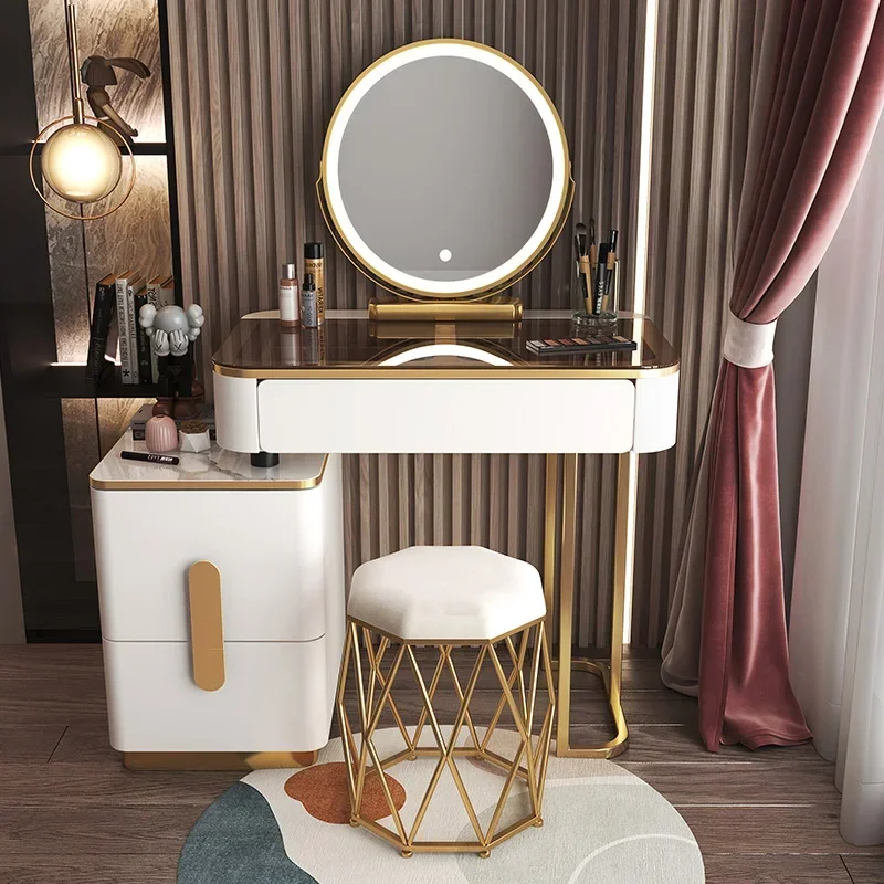 Toeletta di lusso in vetro Trucco Vanity Specchio portaoggetti Toeletta Comodino Armarios Para Sala De Estar Mobili per camera da letto