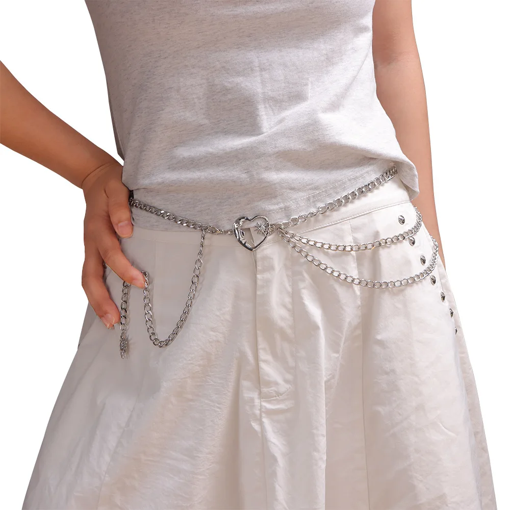 

Fashionable, personalized, trendy, versatile love moon pendant, with multi-layer waist chain elegant punk style