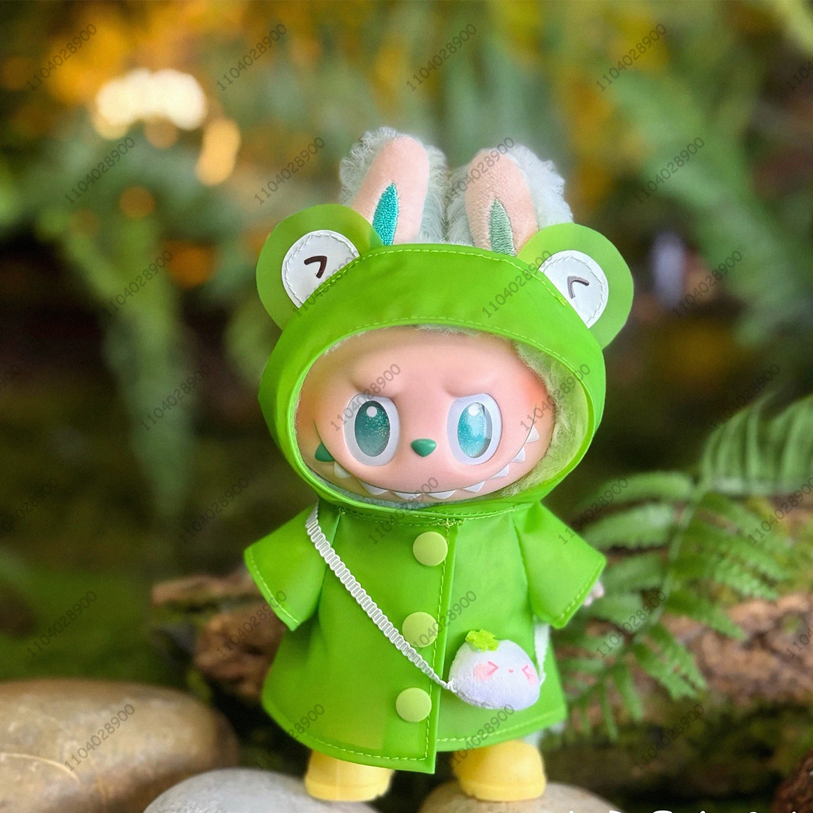 

For Labubu The Monsters Clothes Raincoat Animal Cartoon Raincoat Frog Duck 1:1 Replica Vinyl Doll Action Figure Bag Charm