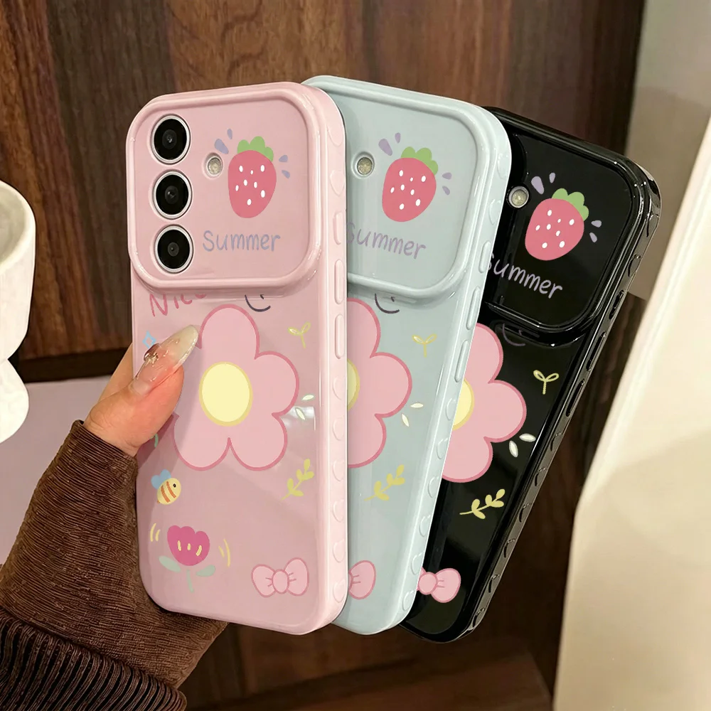 Cute Flowers Lens Protection Phone Cover For Samsung Galaxy A57 Case A55 A54 A56 5G A36 A37 A17 A16 A15 A08 A07 A05 A06 A26 A35