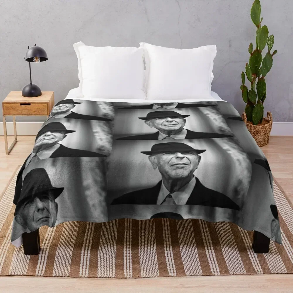 

she leonard roo cohen gan2 tour Throw Blanket Soft Big Flannel Fabric Vintage Comforter Blankets