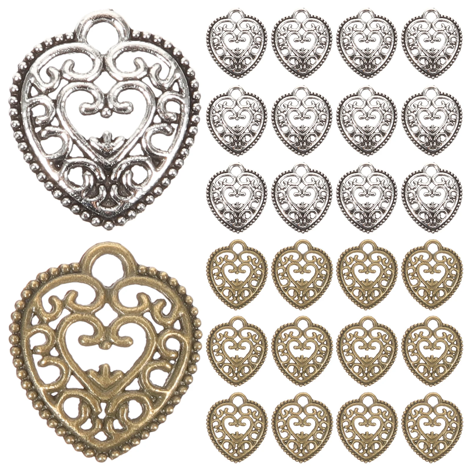 

100Pcs Zinc Alloy Heart Charms Hollow Pendant for Necklace Bracelet Earrings DIY Jewelry Making Accessories