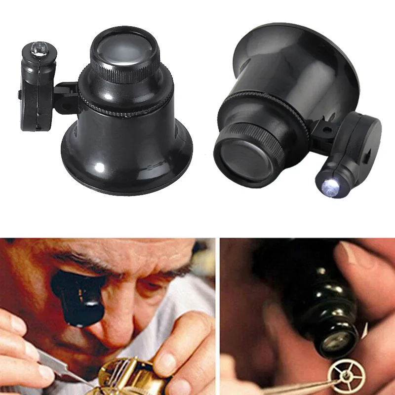 

20x HD Magnifying Glass with Light for Repairing and Inspecting LED-lit Watch Circuit Boards Magnifier Helping Hands Loupe 1PCS