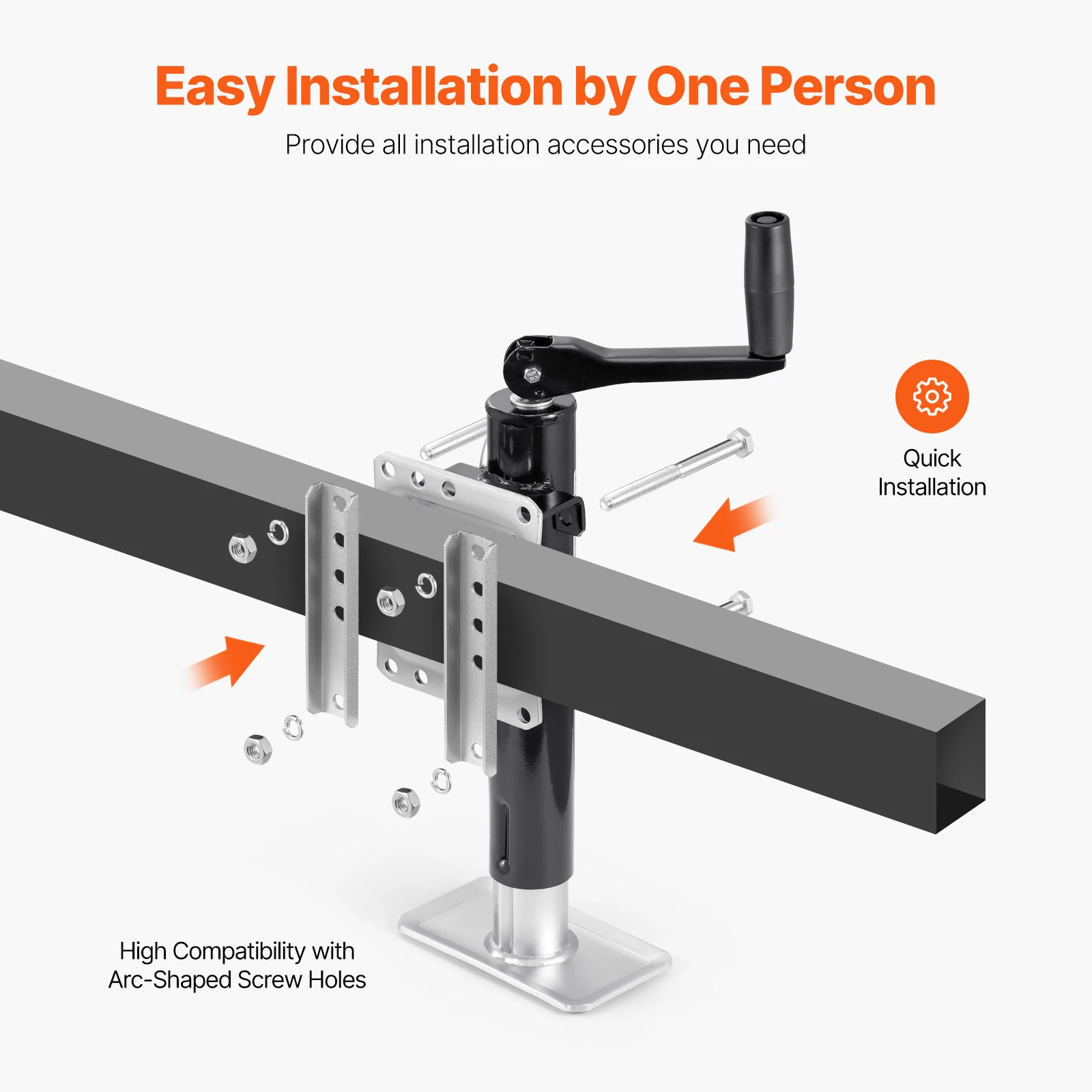 SucceBuy 2000 رطل مقطورة جاك ديناميكي الثقيلة قطب الترباس على 10 "رفع مقطورة جاك الوقوف مع مقبض ل RV قارب يخت #3