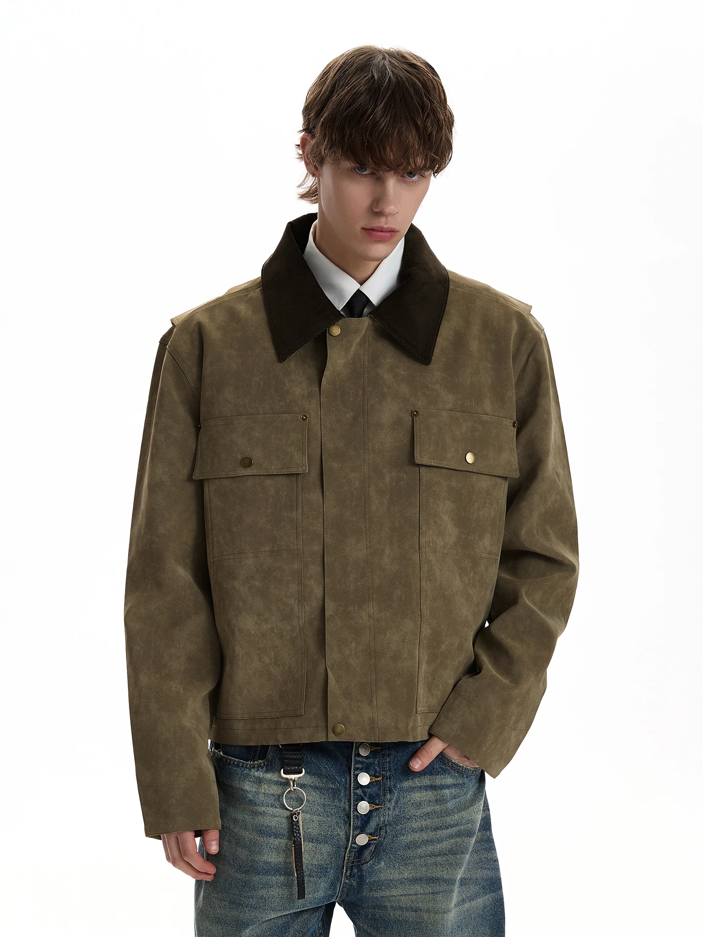 

Ретро-куртка New Rich Sle Workwear: свободный крой, много карманов, стильный дизайн, верхняя одежда из полиэстера, весна-осень