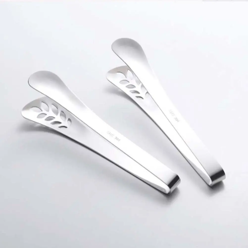 1Pcs Thicken Leaf Shaped Stainless Steel Food Clip Ergonomically Designed for Bbq Buffet Home Kitchen Gadget Silver