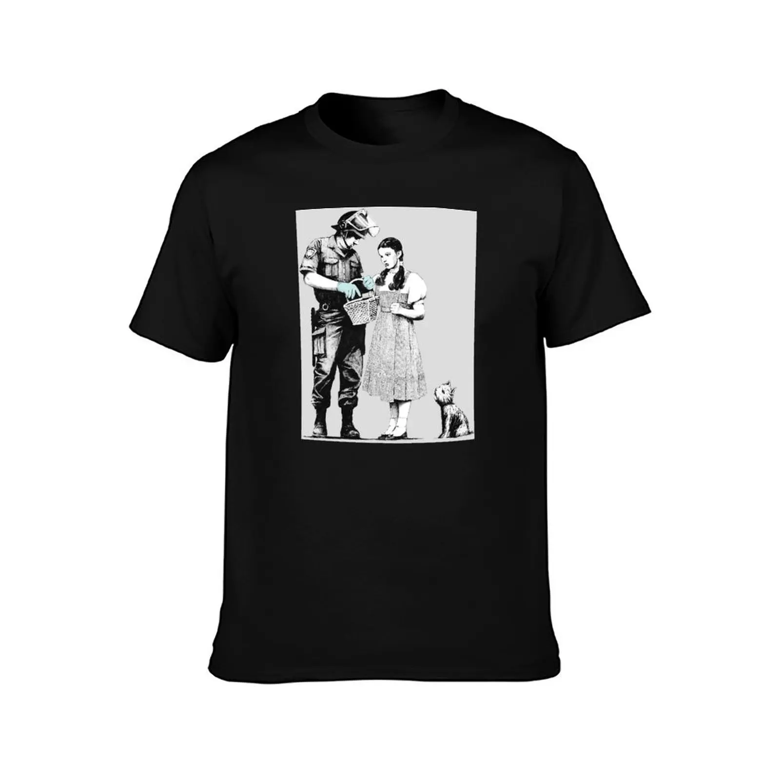 Banksy Stop and Search Dorothy and Toto and police officer Street art graffiti T-Shirt man t shirts for men T-Shirt