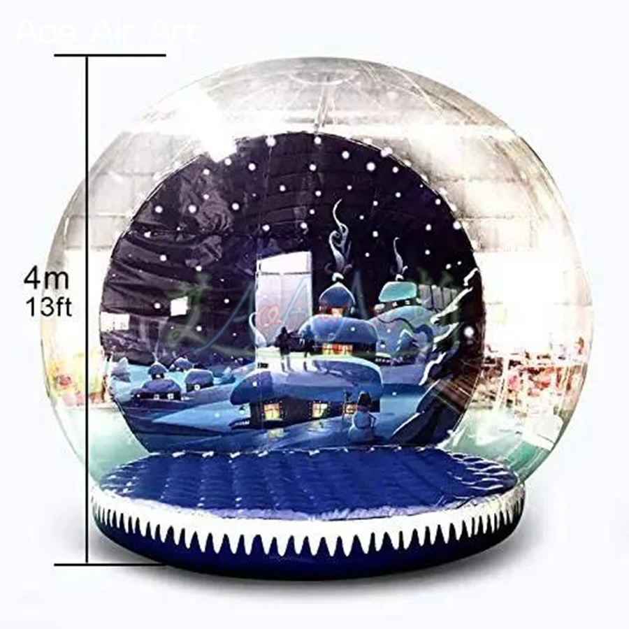 3/4/5m Attractive Christmas Decoration Inflatable Snow Globe Transparent Bubble Tent Santa with Printed Background and Blower