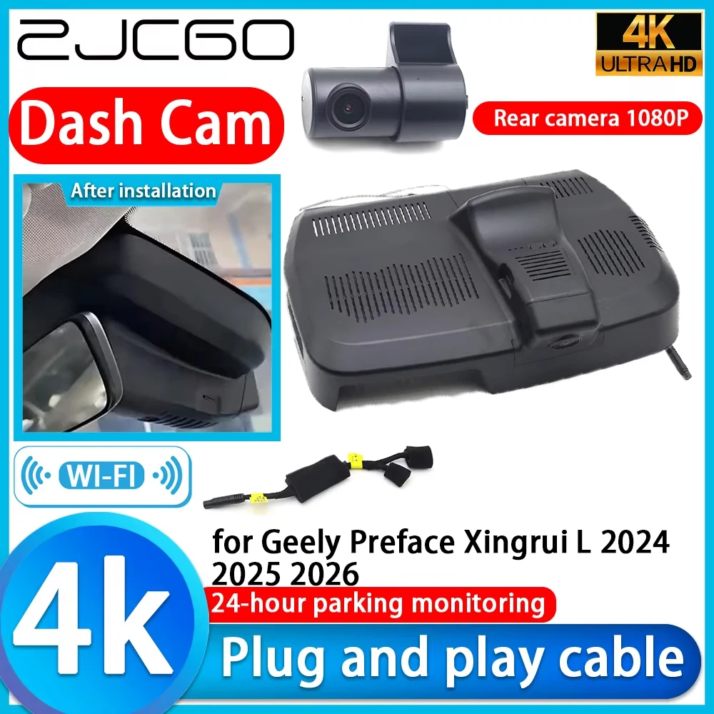 ZJCGO para Geely Preface Xingrui L 2024 2025 2026, Cámara para Auto DVR 4K, Cámara de Tablero 2160P con Lente Sony, Grabación de Video con Monitoreo 24h
