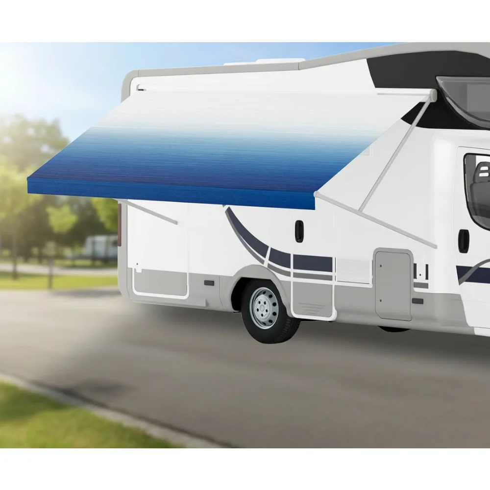 

15-футовый навес для автофургона, сменный тканевый навес, сверхмощный атмосферостойкий виниловый навес для кемпера, прицепа на колесах, синий градиент