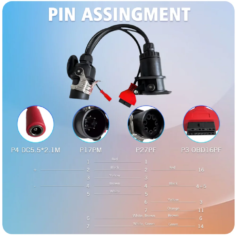 

High Quality Adapter Cable EBS ISO 7638 OBD2 Trailer Diagnostic for Bosch ,for Autel, for Autocom and Other Truck Vehicles