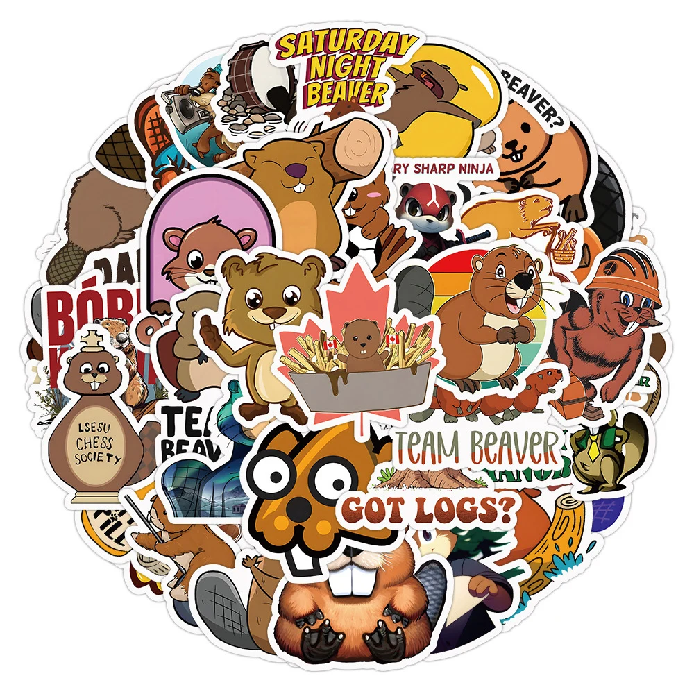 

10/30/52PCS Cute Animal Eurasian Beaver Cartoon Stickers for Kids DIY Phone Laptop Skateboard Graffiti Decals Fun for Kids Toys