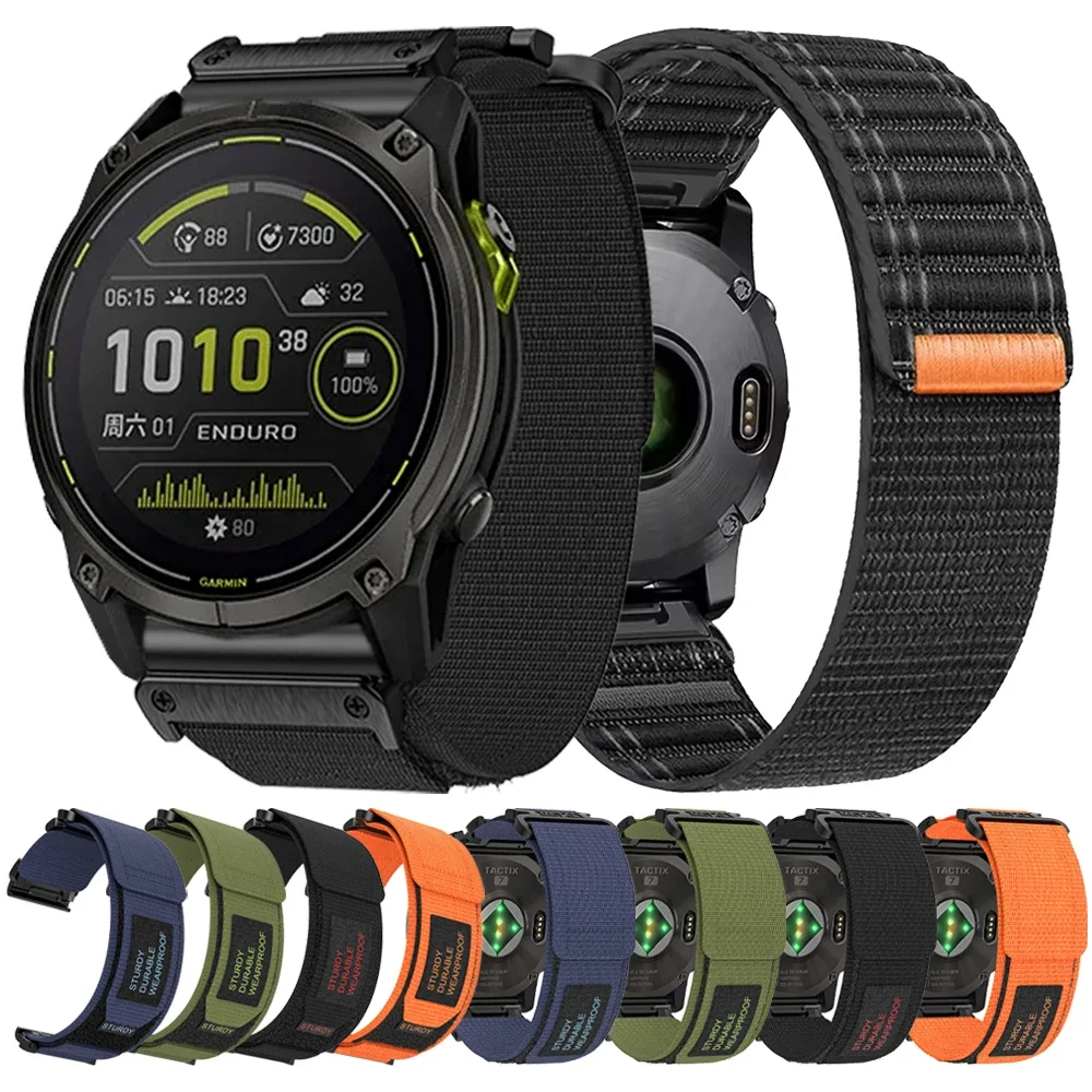 QuickFit 22 مللي متر 26 مللي متر النايلون الرياضة معصمه ل Garmin Fenix 8 E 7X 6 5puls حزام Enduro3 Epix Pro Quatix/Tactix 8 استبدال سوار