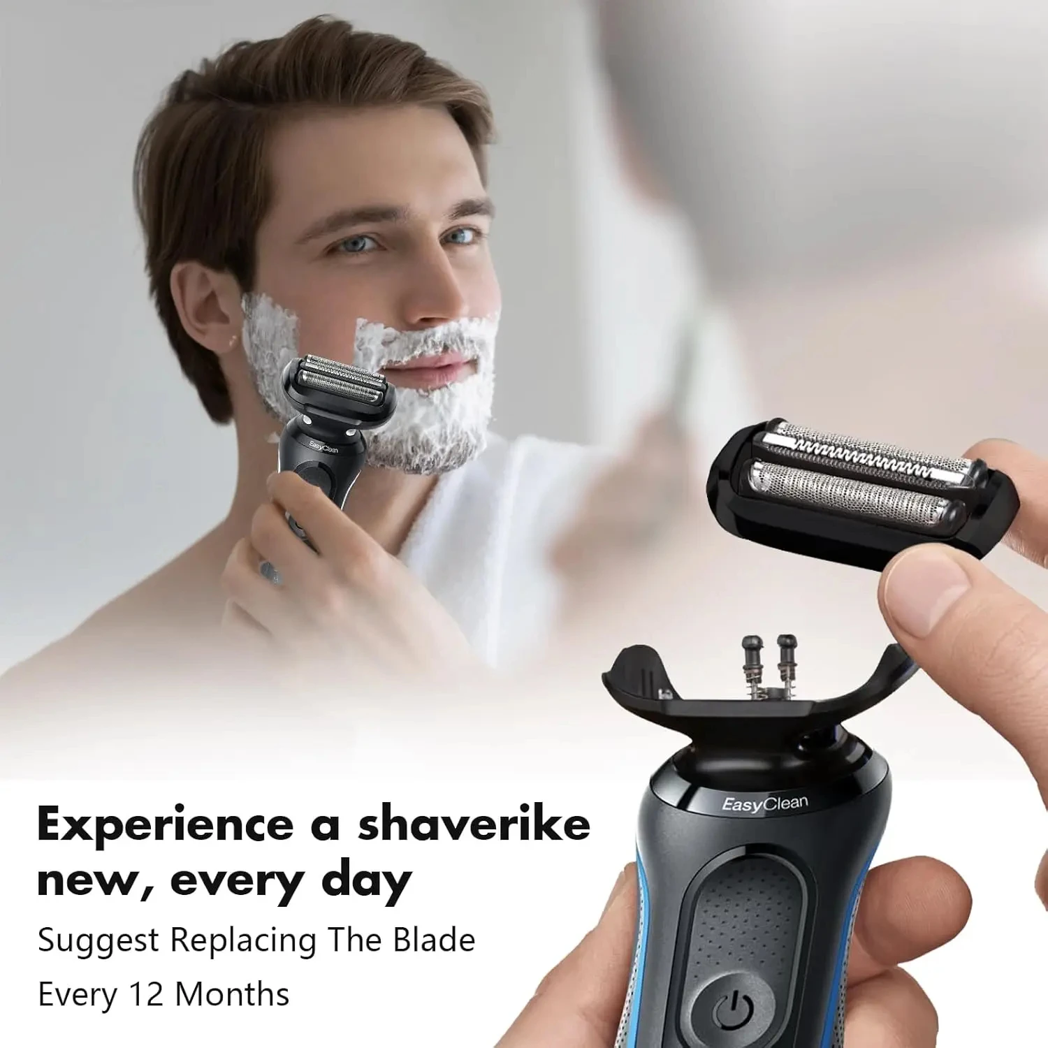 رأس بديل من السلسلة 5/6 53B متوافق مع ماكينة الحلاقة الكهربائية براون 5018s، 5020s، 5031s، 5050cs، 6020s، 6072cc، أسود