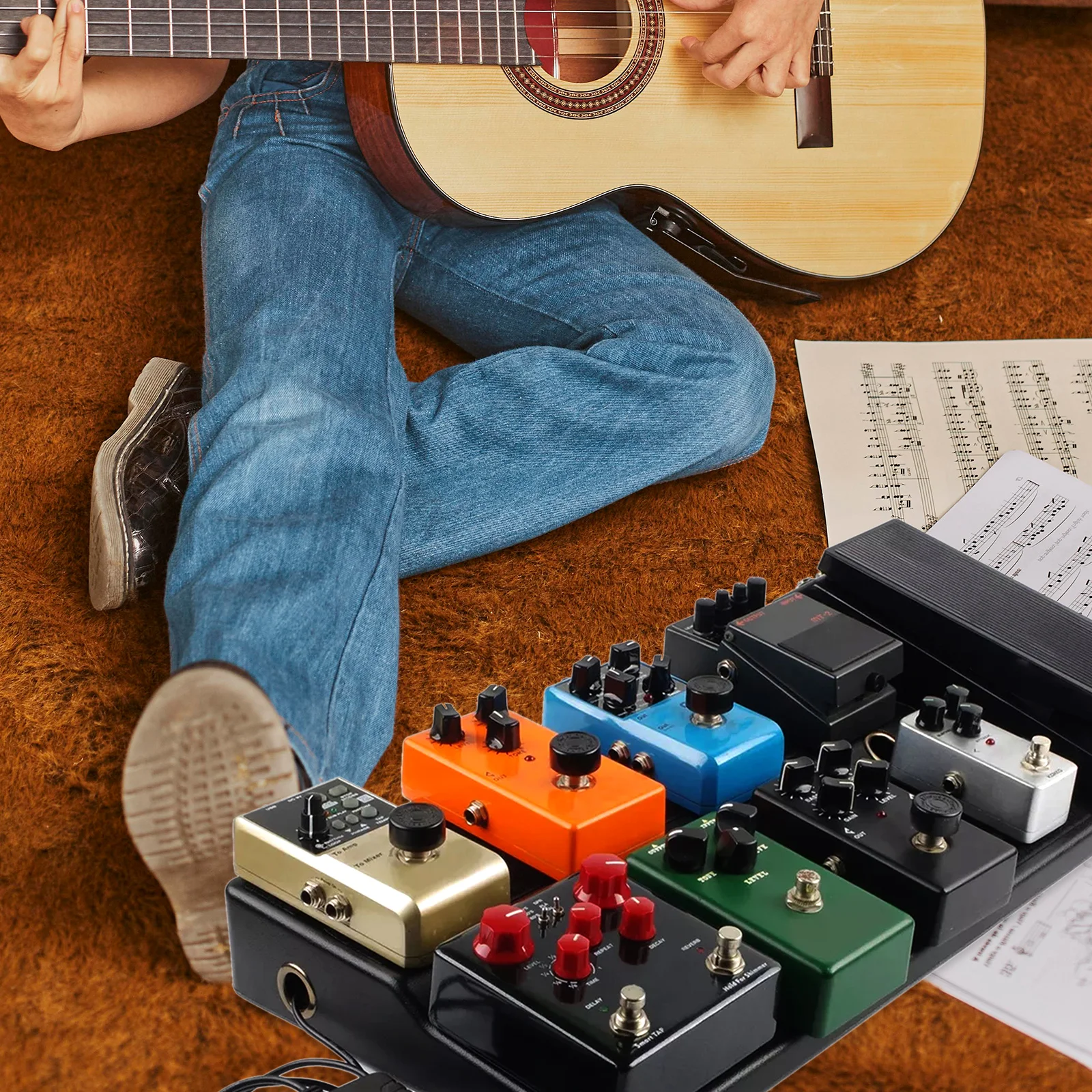 

Guitar Effects Pedal Board Effector Platform Accessory Bracket Holder Electric Multi Stand Lightweight Large Capacity Hidden