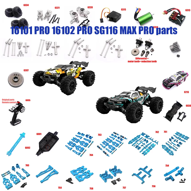 

SCY 16102 16101 Pro RC Car 1:16 Upgraded Metal Spare Parts Model 4WD/Original Spare Parts Drive Shaft Gear Chassis Accessories