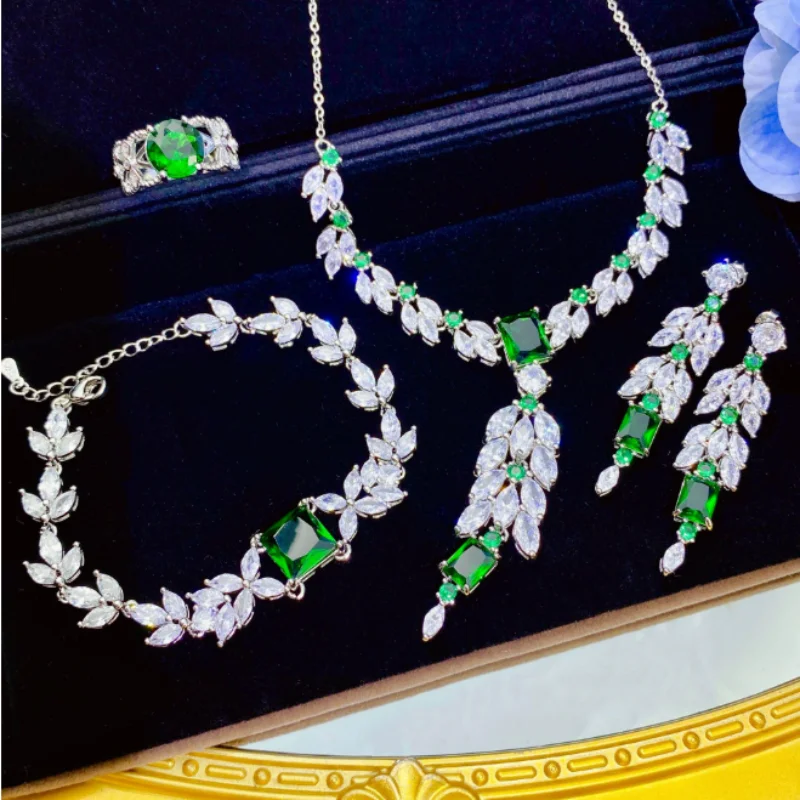 

Advanced customization pearls and jewels emerald necklace The Wizard of Oz suit GEMSTONE Ring Earrings Bracelet