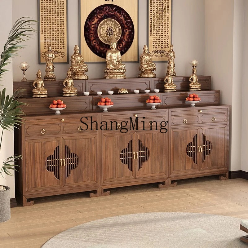 SM household old elm three-layer table for incense case solid wood new Chinese ladder Shentai Buddhist hall for Buddha table