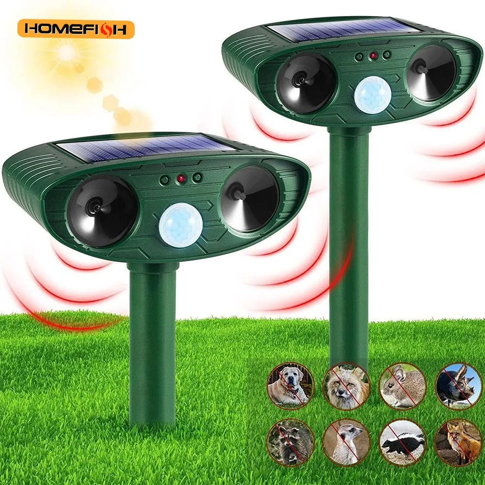 1pc Ultrasound Animal Repeller Solar Energy Cats And Dogs Repeller Rechargeable Garden FarmYard Waterproof Creature Deterrent