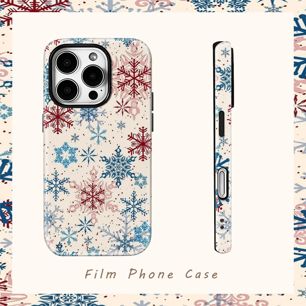 

Christmas Snowflake Fantasy Phone Case for IPhone 16 15 14 13 12 11 X XS XR XSMAX 7 8 Pro Max Plus Double-layer Back Cover