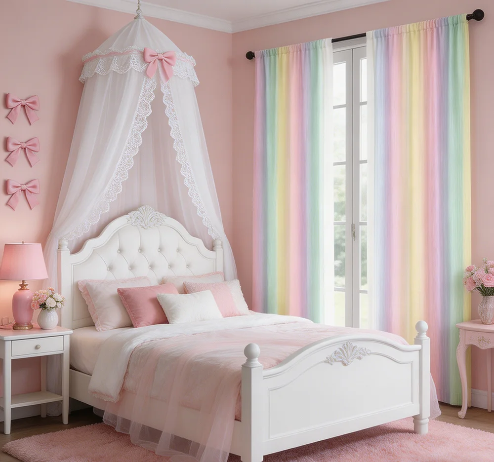 2PCS Digital Printed Curtains, Pastel Color Stripe Soft Modern Design, Rod Pocket Window Drapes for Living Room Bedroom Decor