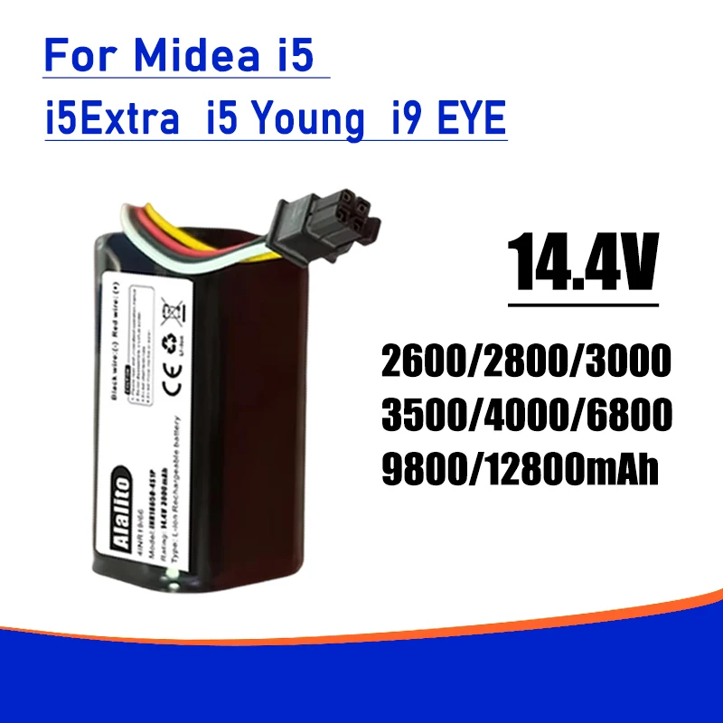 14.4V lithium-ion battery, 12800mAh large capacity, for Midea i5 Young Extra i9 EYE i50pro robot vacuum cleaner battery