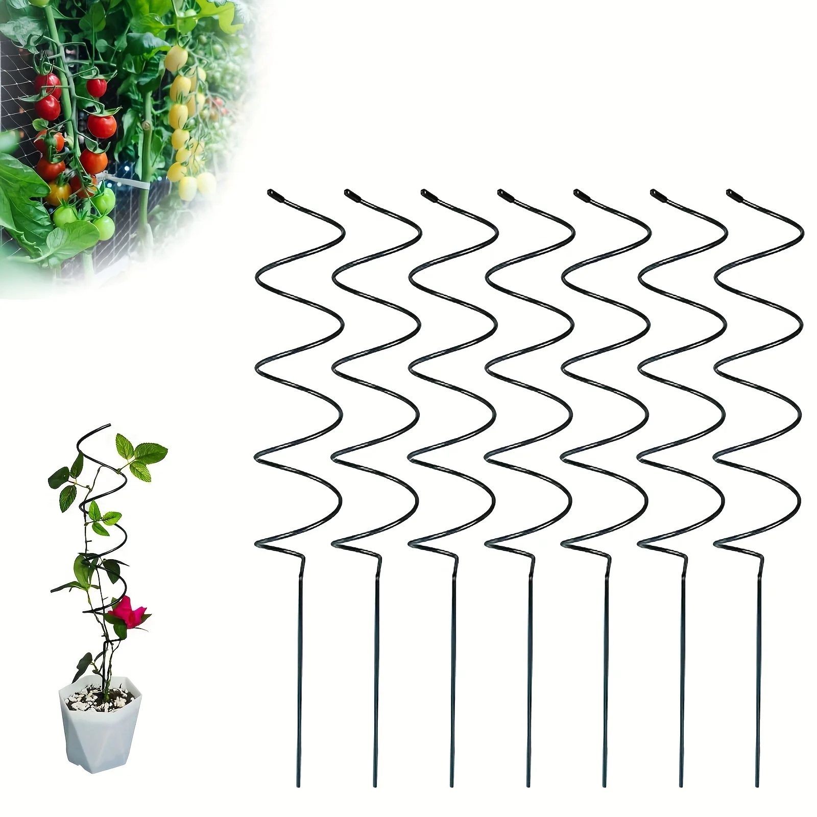 New Spiral Tomato Pile Butterfly Orchid Fixed Rod Climbing Iron Art Support Metal Flower Frame Garden Plant Bracket