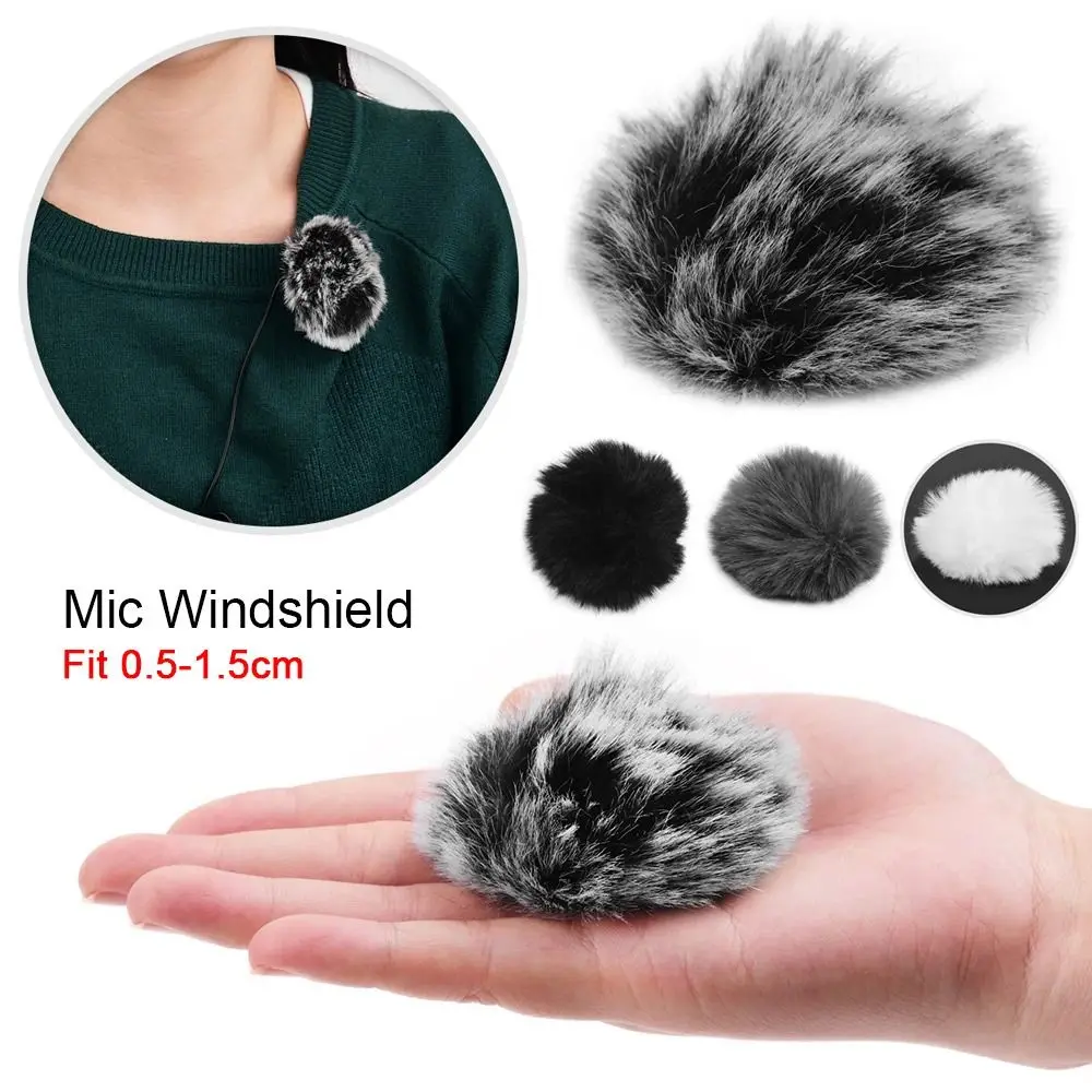 1Pcs Elastic Microphone Windshield Wind Muff Fit 0.5-1.5cm Mic Furry Fur Comfortable Universal Microphones Cover