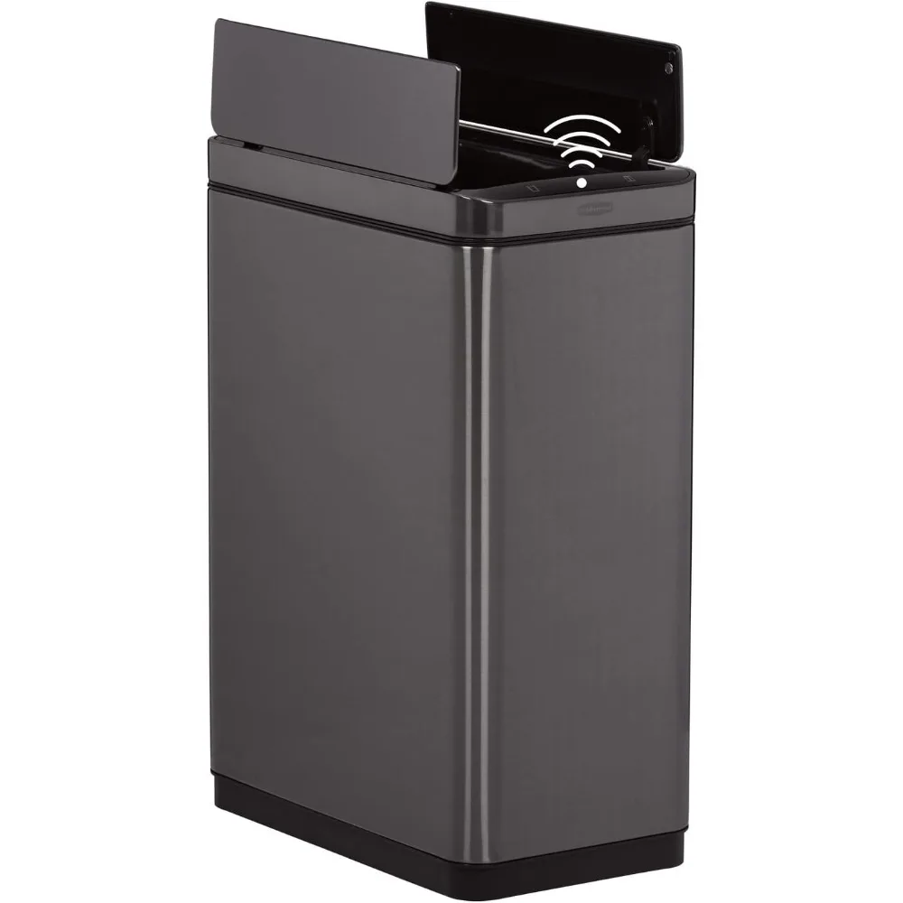 

Elite Stainless Steel Slim Sensor Trash Can, 11.8-Gallon, Batteries Included, Charcoal, Wastebasket for Home/Kitchen/Hotel