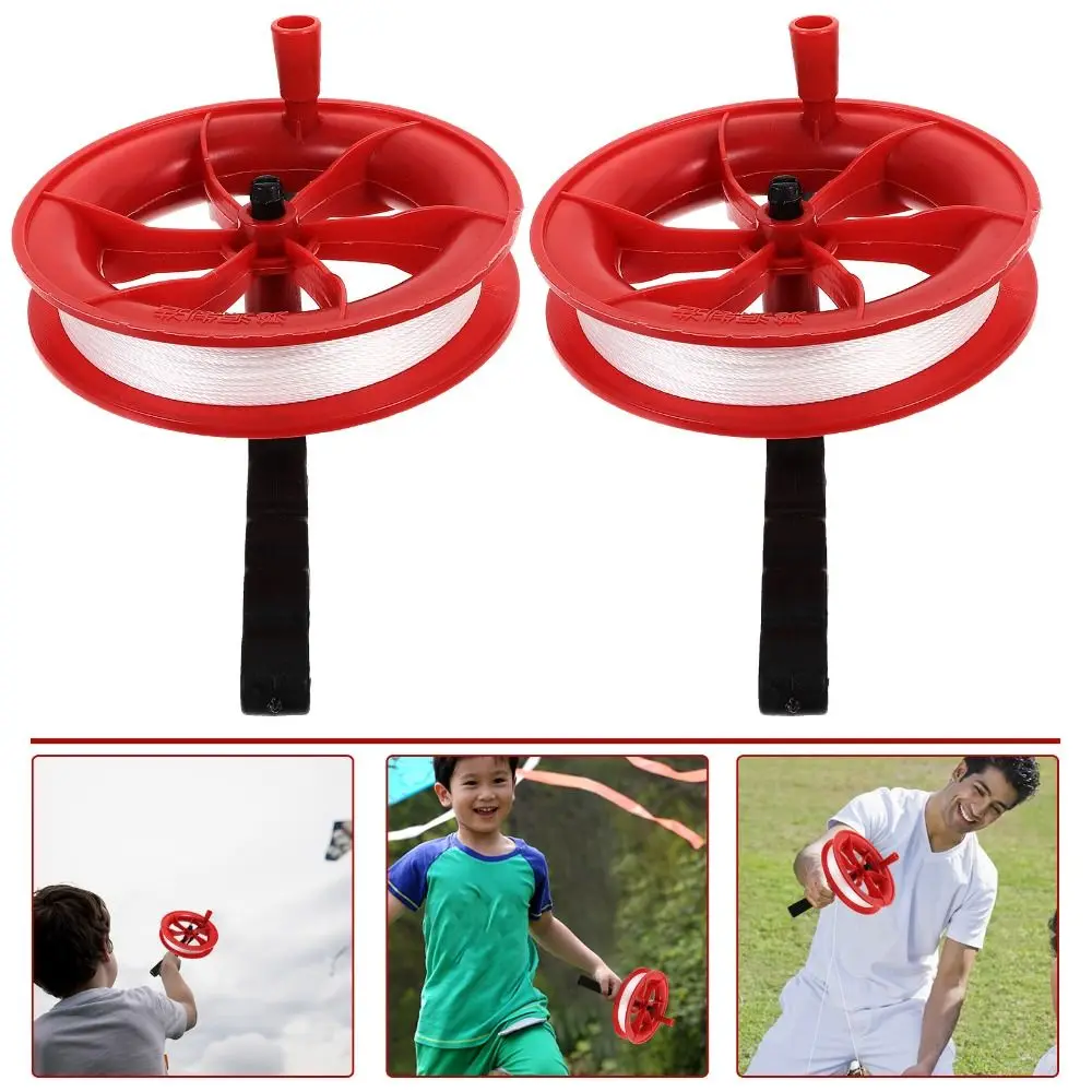 2PCS High Quality Plastic Flying Kite Line Red+ Black Kite Accessories Kite String with Reel Outdoor Sports Accessories