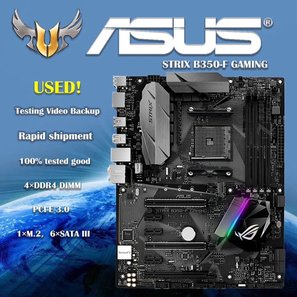 

ASUS STRIX B350-F GAMING B350F Computer USB3.0 M.2 Nvme SSD Motherboard AM4 DDR4 B350 Desktop Mainboard