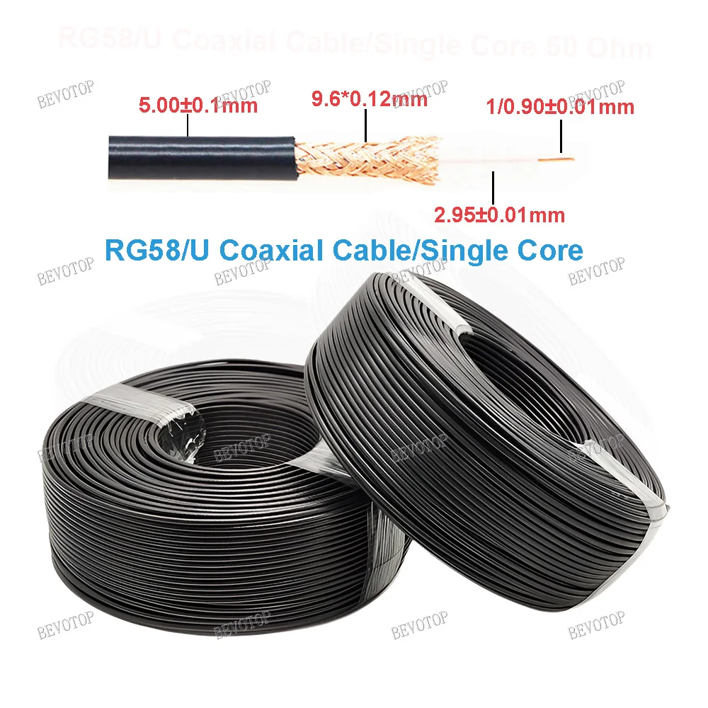 RG-58/U Single/Multi Core 2 Types RG58/U 50-3 RF Coaxial Cable 50 Ohm Bare Copper Low Loss High Quality 1M-1000M