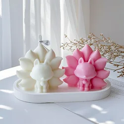 3D Nine Tailed Fox Silicone Mold Crystal Epoxy Resin Mold DIY Fox Aromatherapy Candle Plaster Pendulum Mould Soap Candle Making