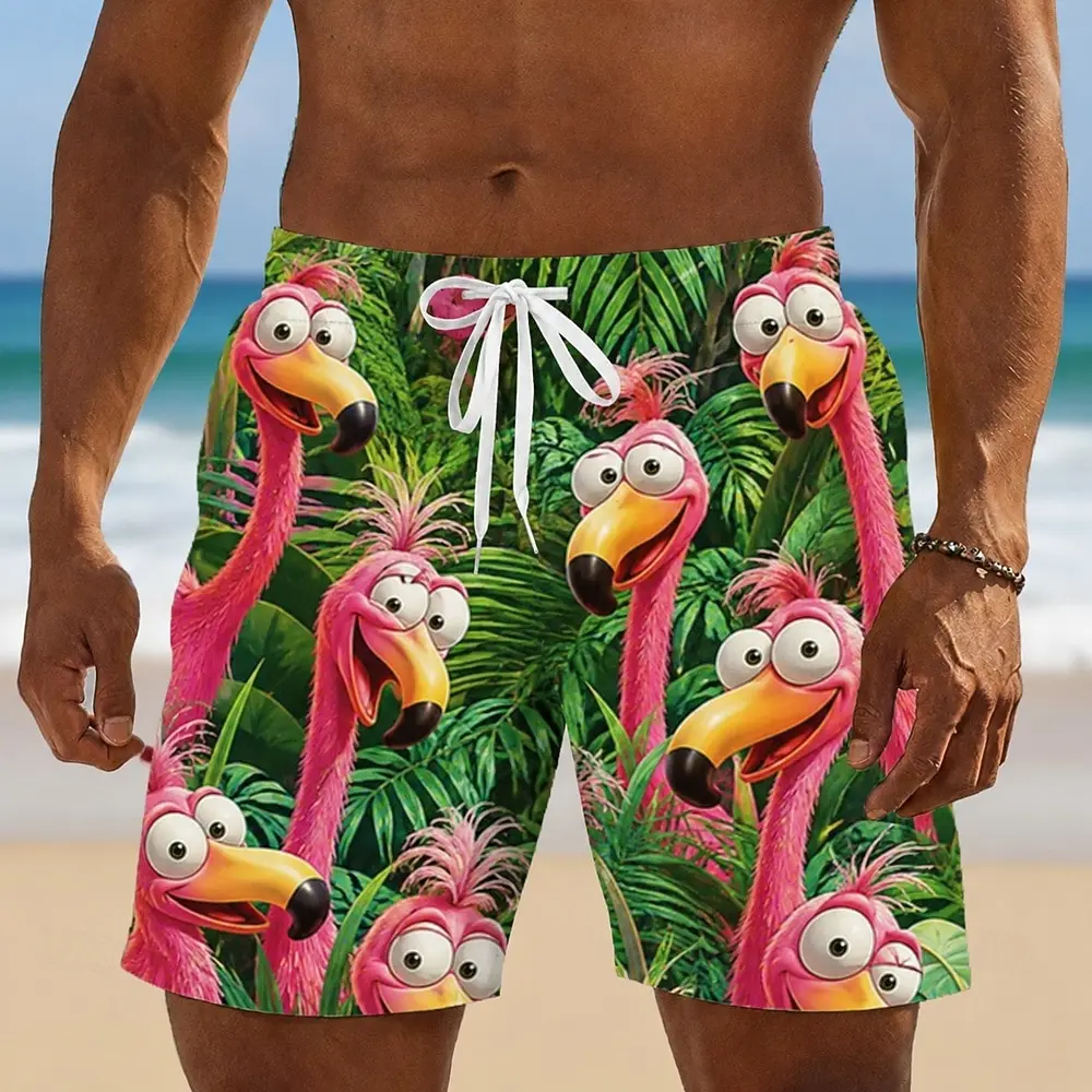 Vacation Style Men's Beach Shorts, Exquisite Low-Key Simple Print, Elastic Durable For Beach Travel And Shooting