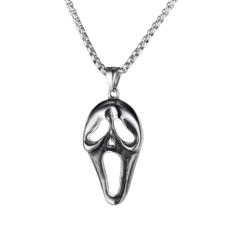 Pendant Necklaces Jewelry Pendant Necklaces Chain Choker Necklaces Screaming Skull Shaped Pendant Choker Alloy Material