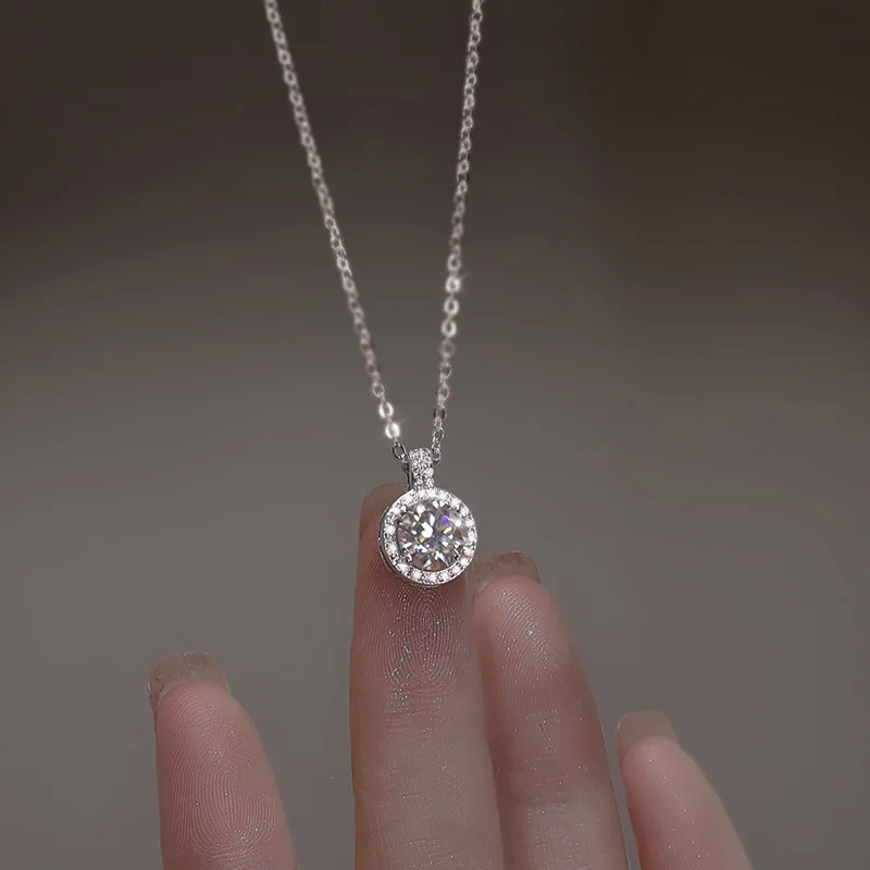 Collar de circón brillante de Plata de Ley 925, cadena de clavícula con temperamento a la moda para mujer, regalo de cumpleaños, joyería lujosa