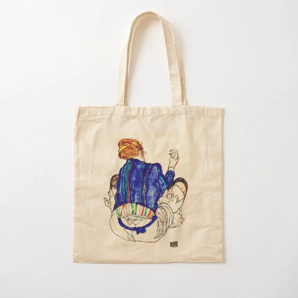 

Egon Schiele Seated Woman Back View Tote Bag the tote bag Canvas stote bag Beach Canvas Tote