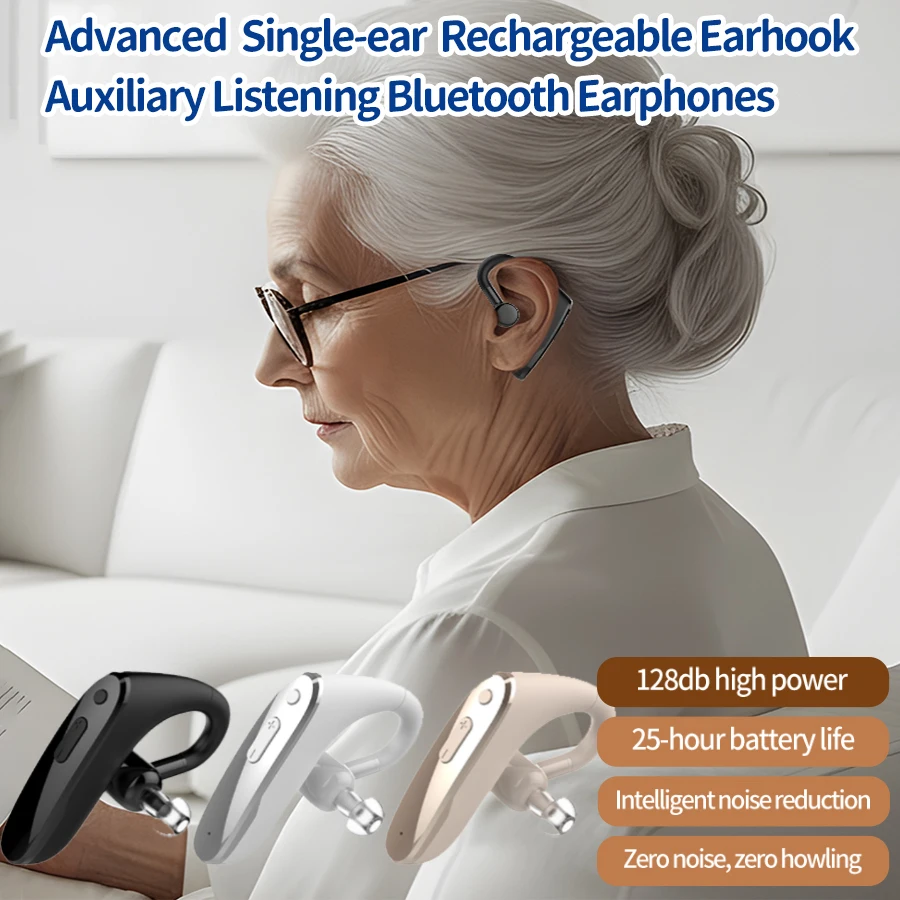 

2026 Rechargeable Single-ear Earhook Hearing Booster Earphone Noise Reduction Sound Amplifier Earbud Listening Gear Elderly Gift