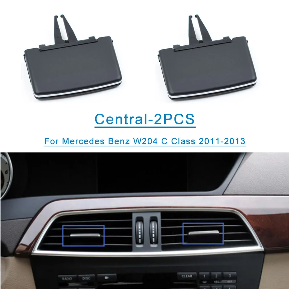 Fit For BENZ C Class W204 11-13 2PCS Front Central Ac Vent Grille Tab Clip Slider Black