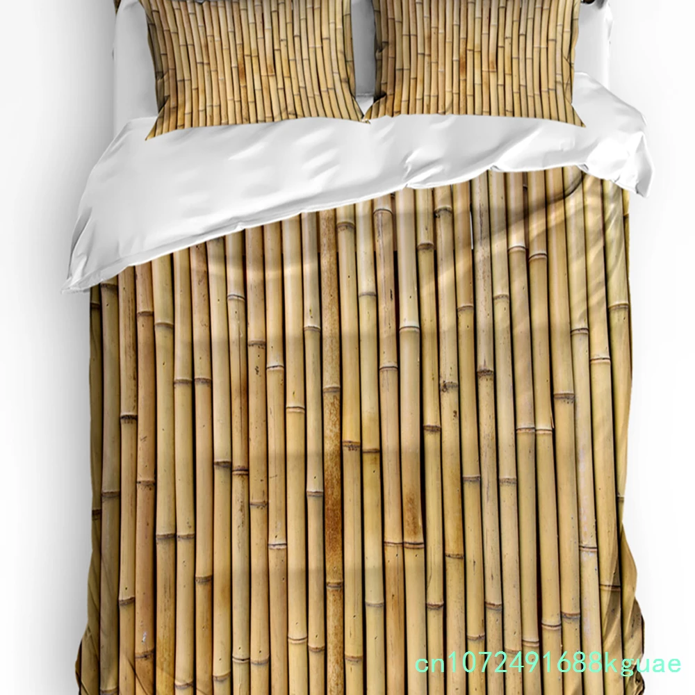 Bamboo Retro Shabby Plant Duvet Cover Bed Bedding Set Double Home Textile Quilt Cover Pillowcases Bedroom Bedding Set No Sheet