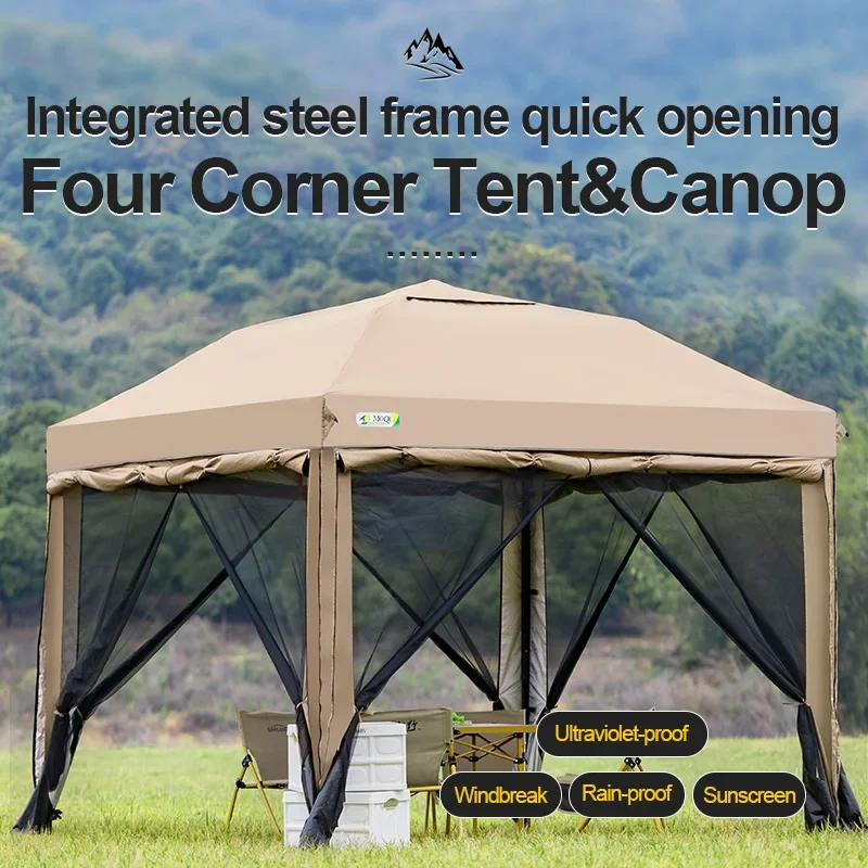 Outdoor 10x10 feet Pop up Canopy Gazebo Tent Straight Leg with 4 Double Layer Sidewall Perfect Instan Event Shelter Air Vent Top