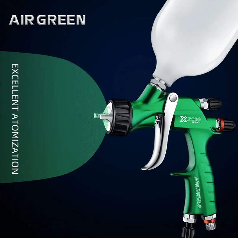 Imagem -03 - Air Green Car Pintura Pistola de Pulverização Ferramentas Automotivas Profissionais Hvlp X2023 Cabolsas Claros Tamanho do Bocal 1.3 mm Fabricante