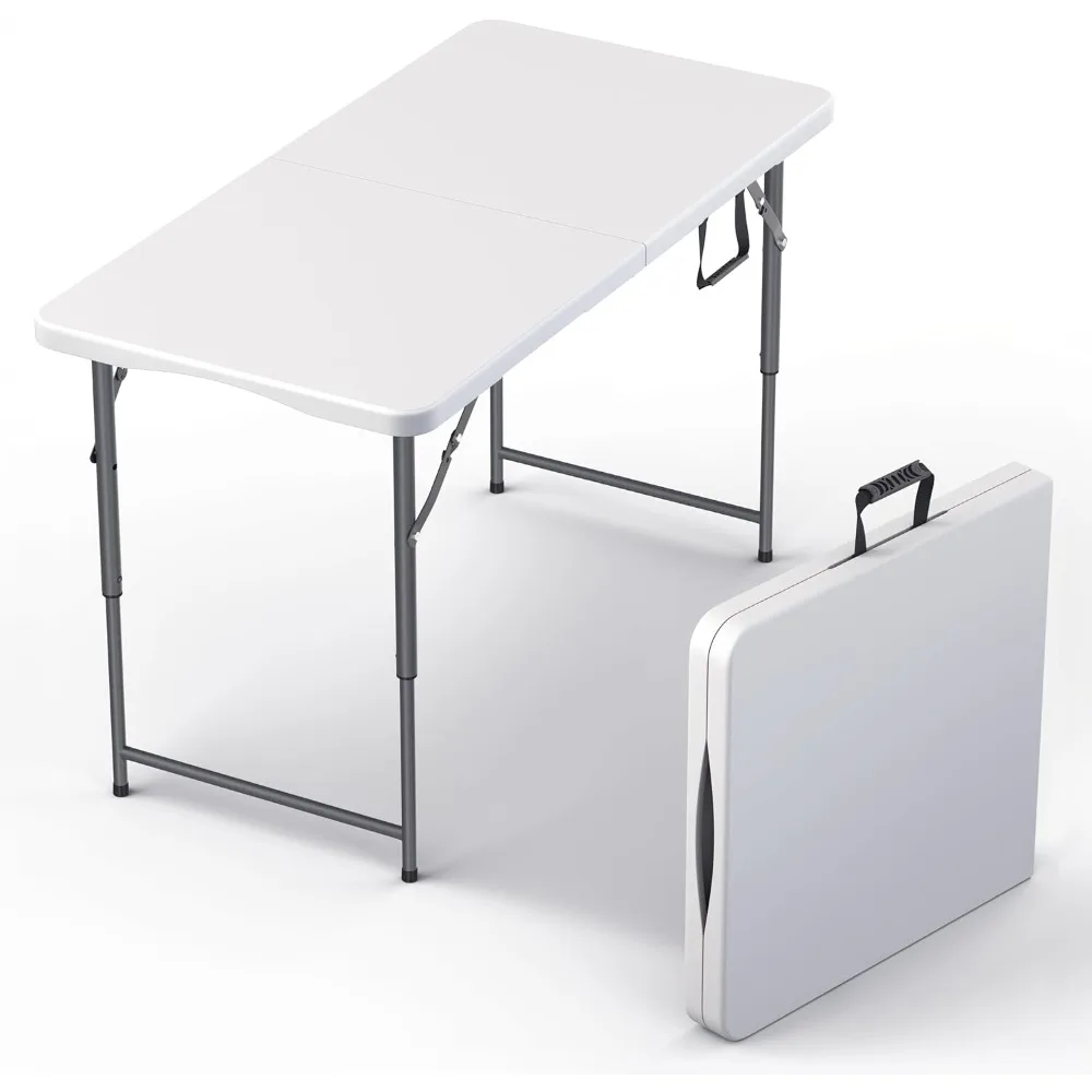 

4FT Foldable Table - Adjustable Height (20.5"-29"), Built-in Handle