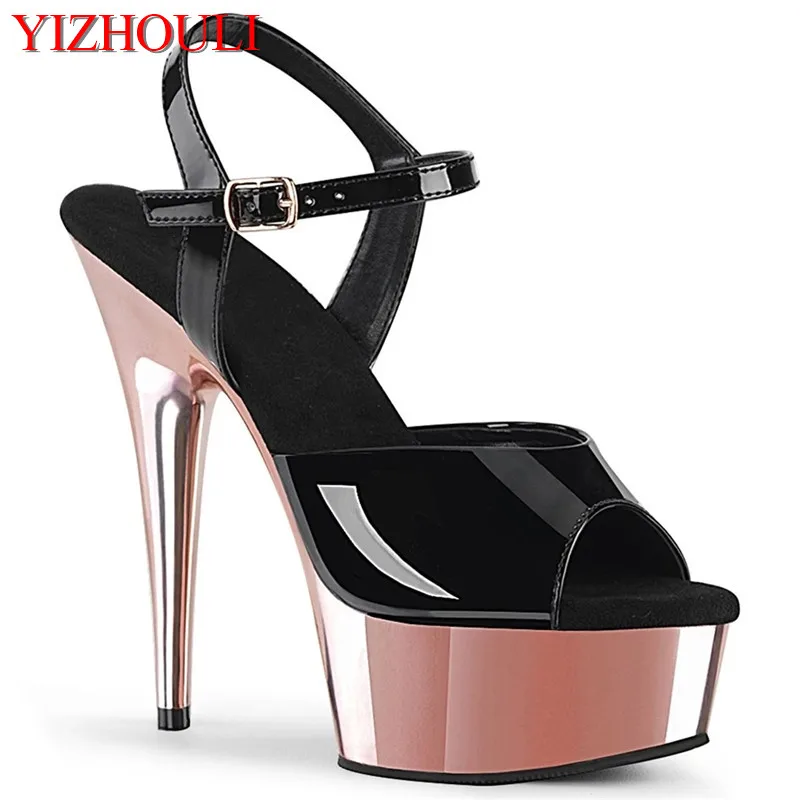 

6 inch nightclub heels, stylish 15 cm electroplated stiletto heels, model stage pole dance shoes