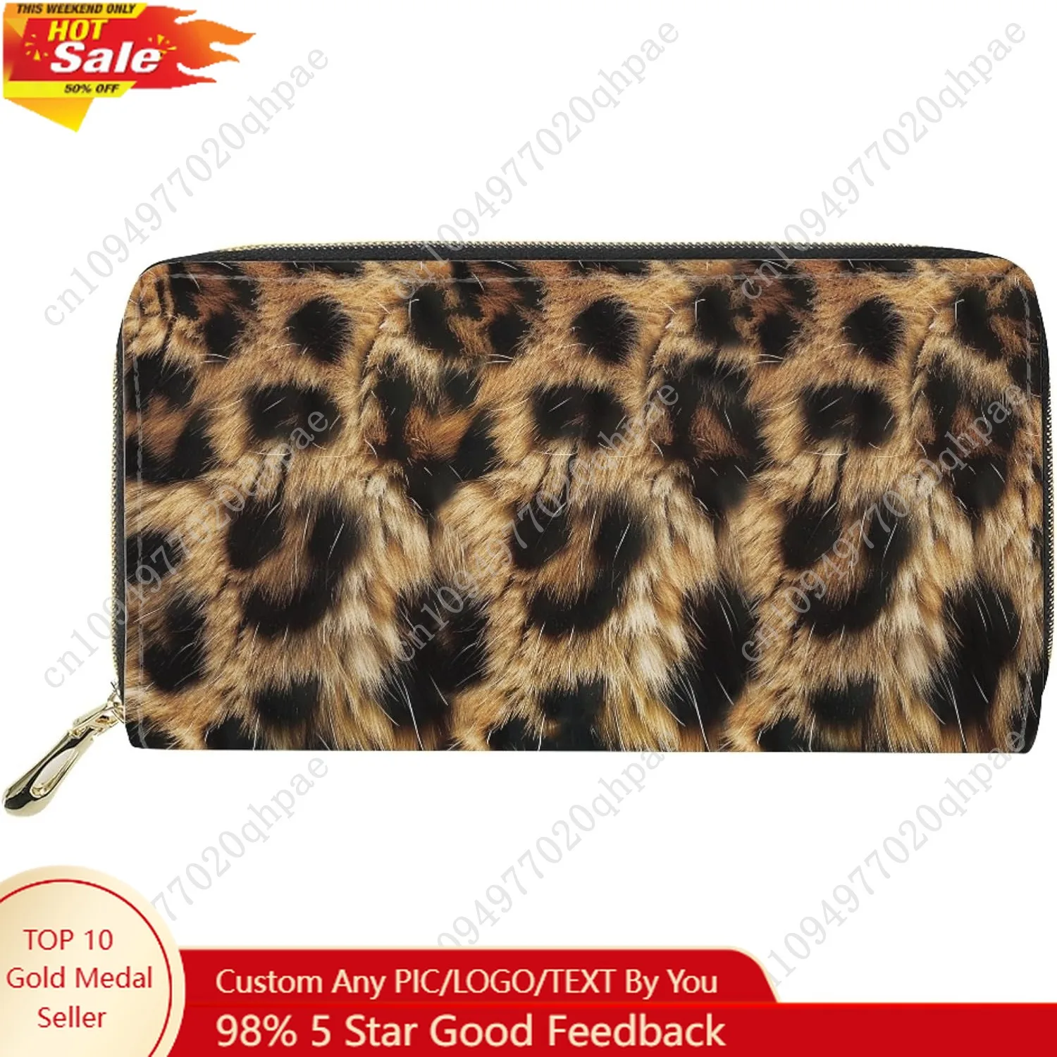 

Leopard Women's Wallet Zip Around Purse PU Long Clutch with Credit Card Holder for Ladies