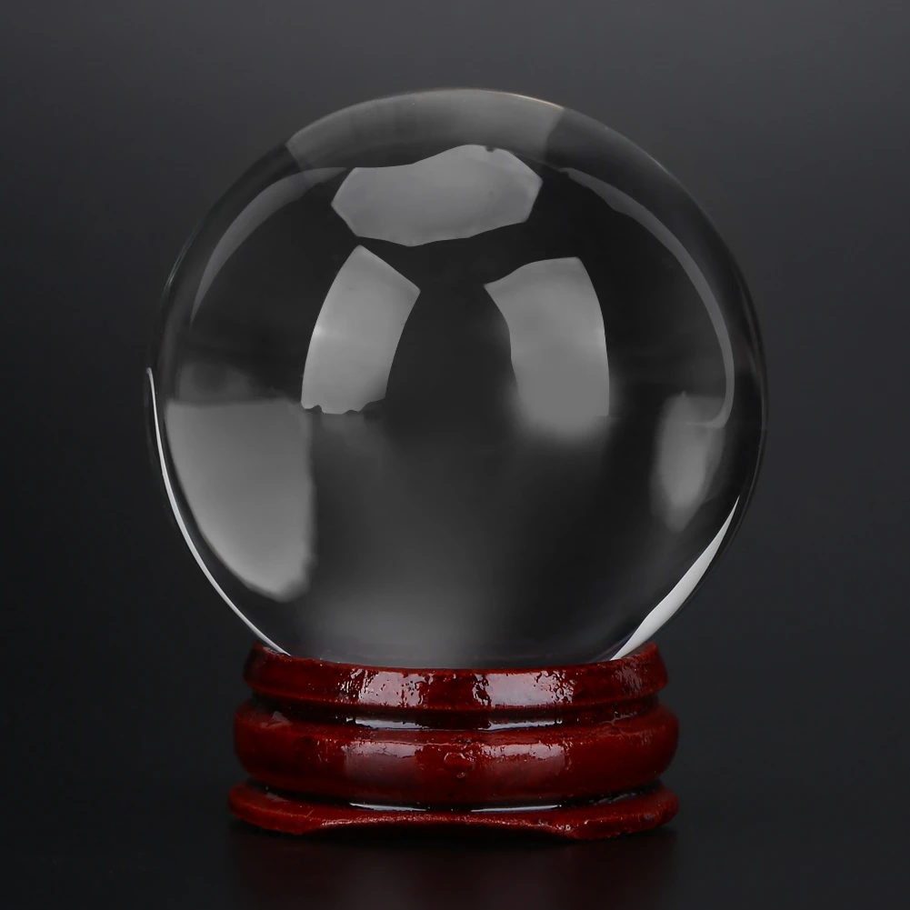 

1Pcs 50MM Artificial Quartz Crystal Ball Transparent Sphere With Wooden Stand Home Room Decoration