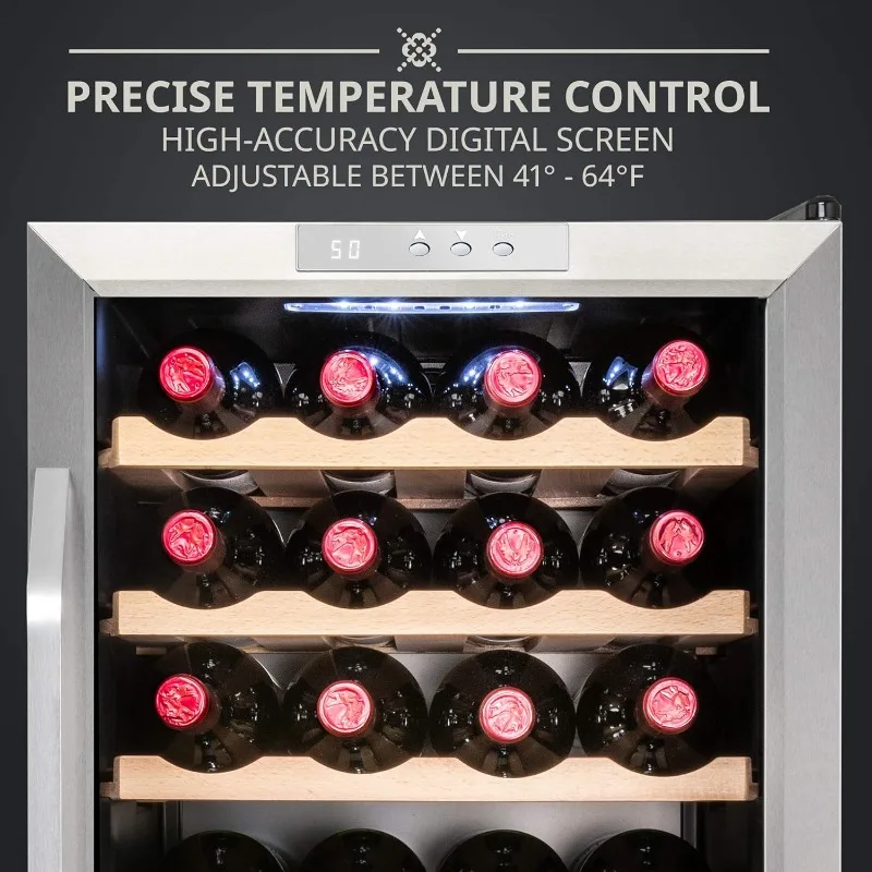 24 Bottle Compressor Wine Cooler Refrigerator w/Lock | Large Freestanding Wine Cellar For Red,White,Champagne or Sparkling Wine