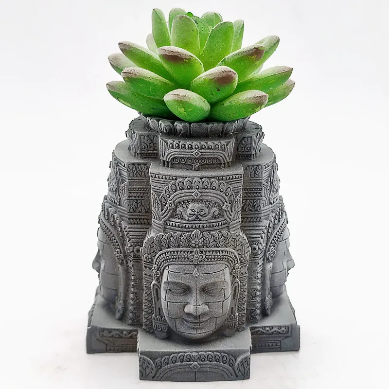 Silicone mold Southeast Asian Buddha vase plant resin plaster DIY making vase cactus silicone mold home decoration tool